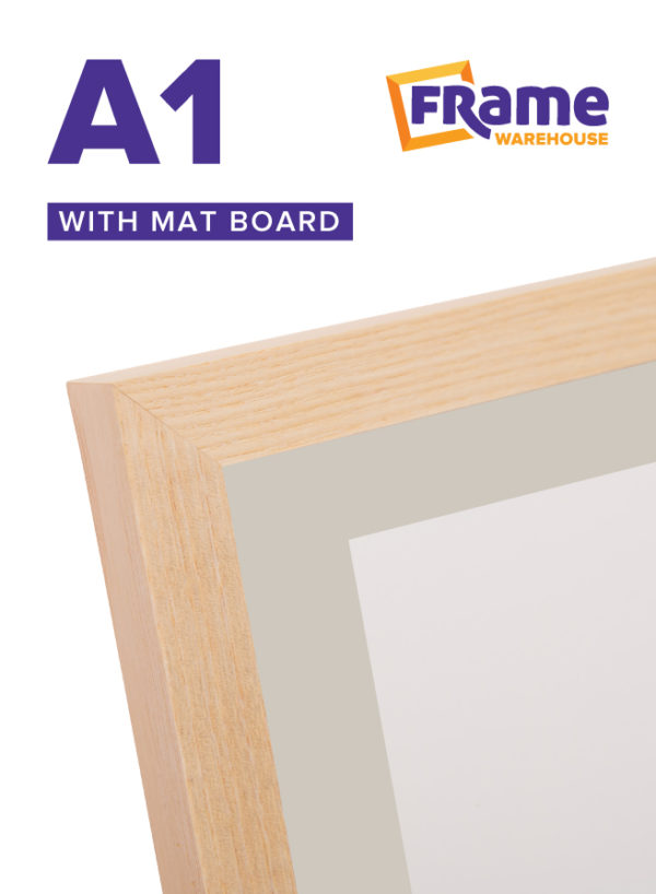 Natural Oak Slim Frame with Mat Board for an A1 Image