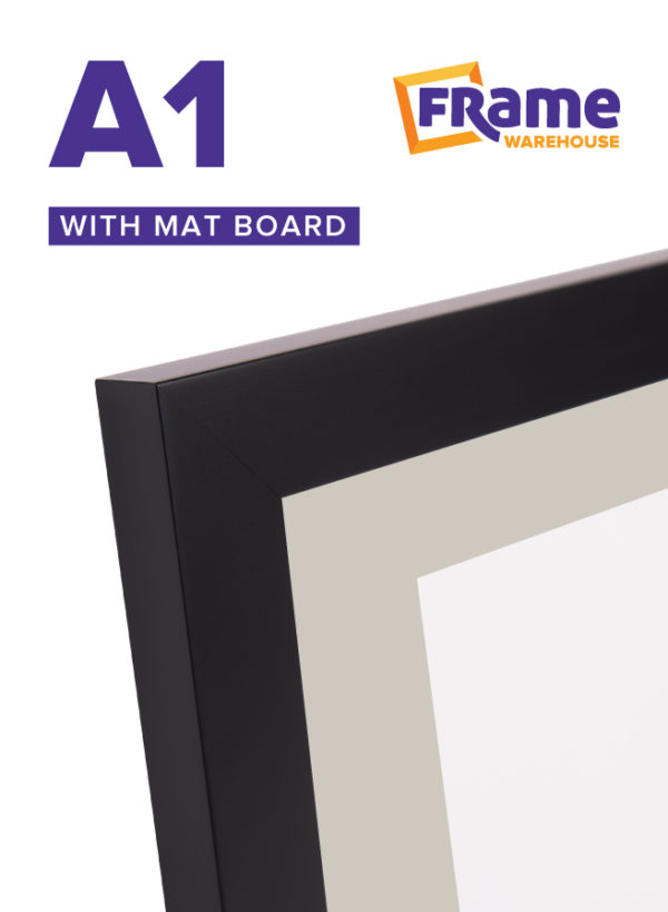 Black Mid Frame with Mat Board for an A1 Image