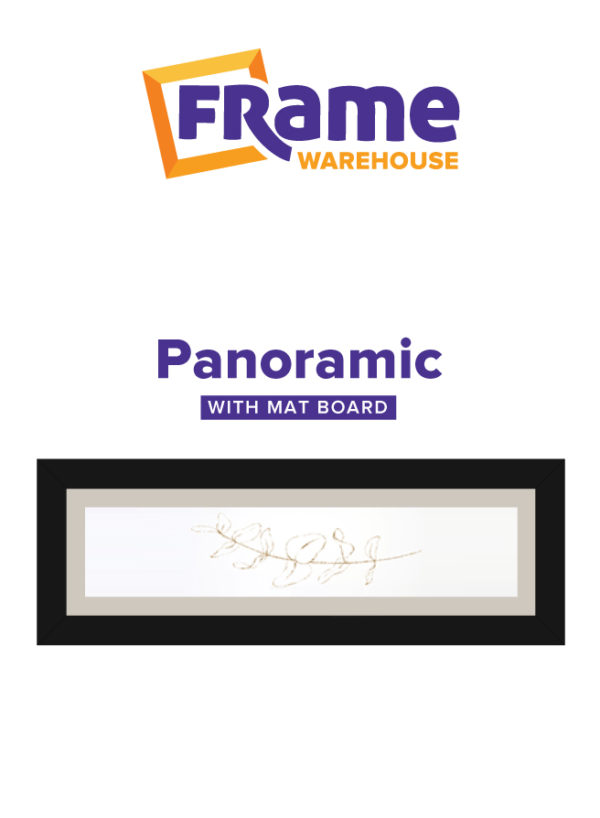 Black Mid Panoramic Frame with Mat Board for a 12 x 6" Image