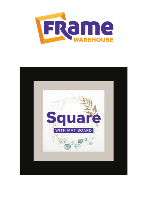 Black Mid Square Frame with Mat Board for a 22 x 22" Image