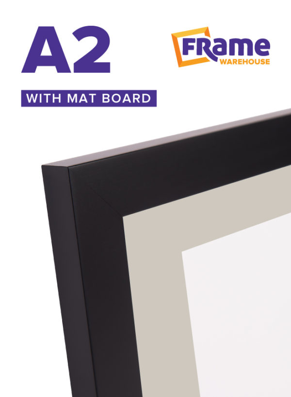 Black Mid Frame with Mat Board for an A2 Image