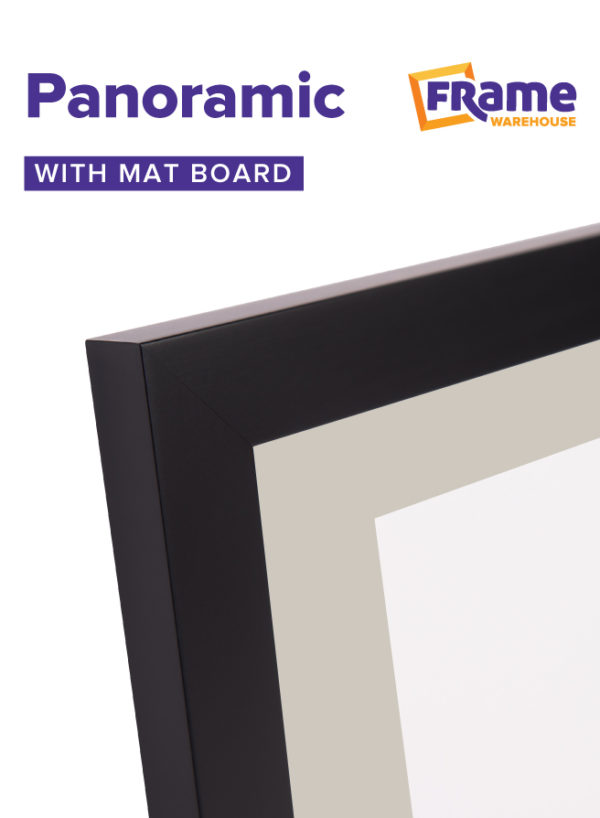 Black Mid Panoramic Frame with Mat Board for a 12 x 8" Image