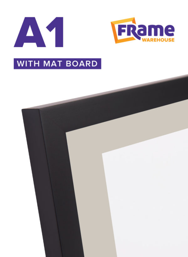 Black Slim Frame with Mat Board for an A1 Image