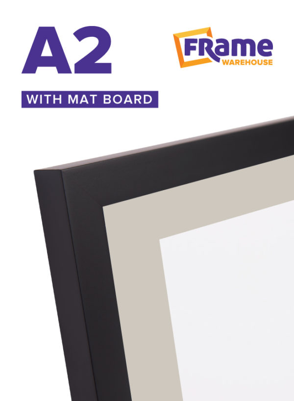 Black Slim Frame with Mat Board for an A2 Image
