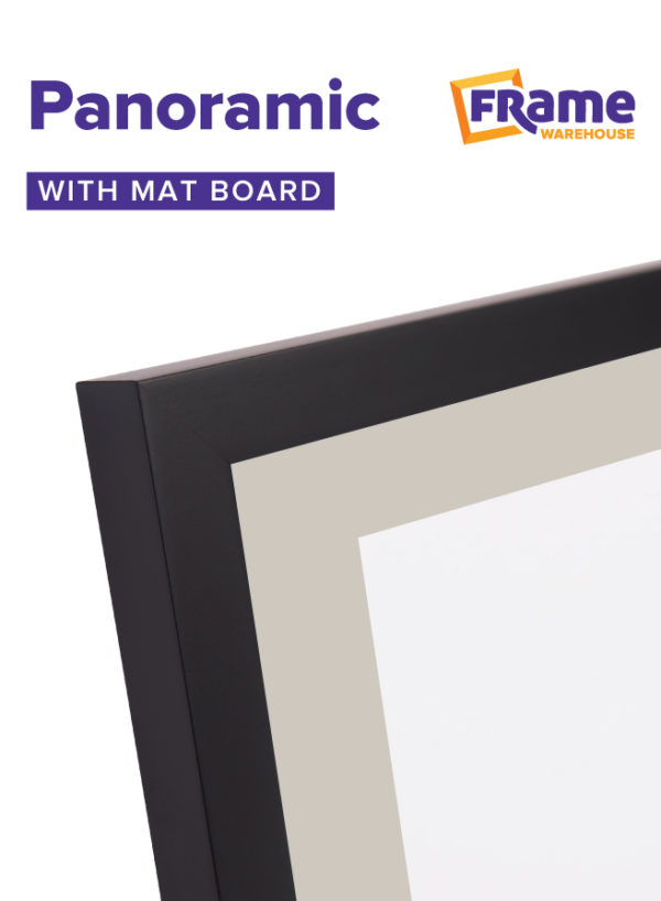 Black Slim Panoramic Frame with Mat Board for a 700 x 250mm Image