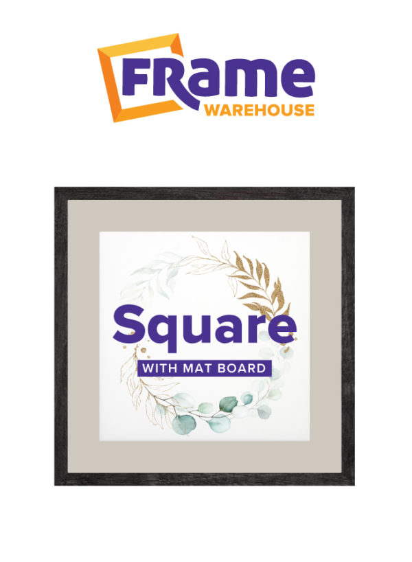 Charcoal Oak Slim Square Frame with Mat Board for a 22 x 22" Image