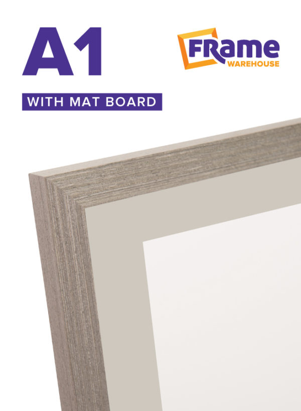 Light Grey Oak Slim Frame with Mat Board for an A1 Image