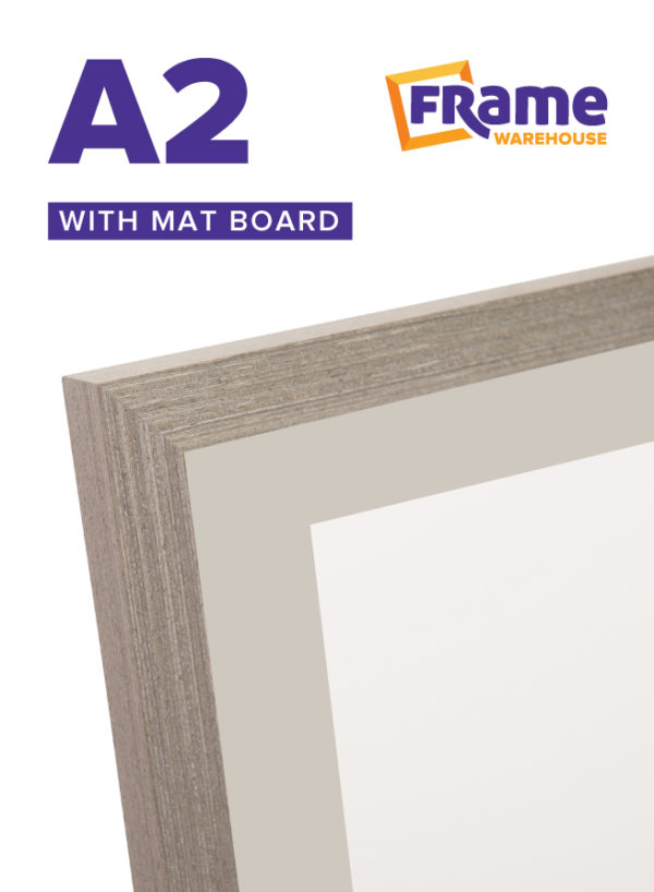 Light Grey Oak Slim Frame with Mat Board for an A2 Image