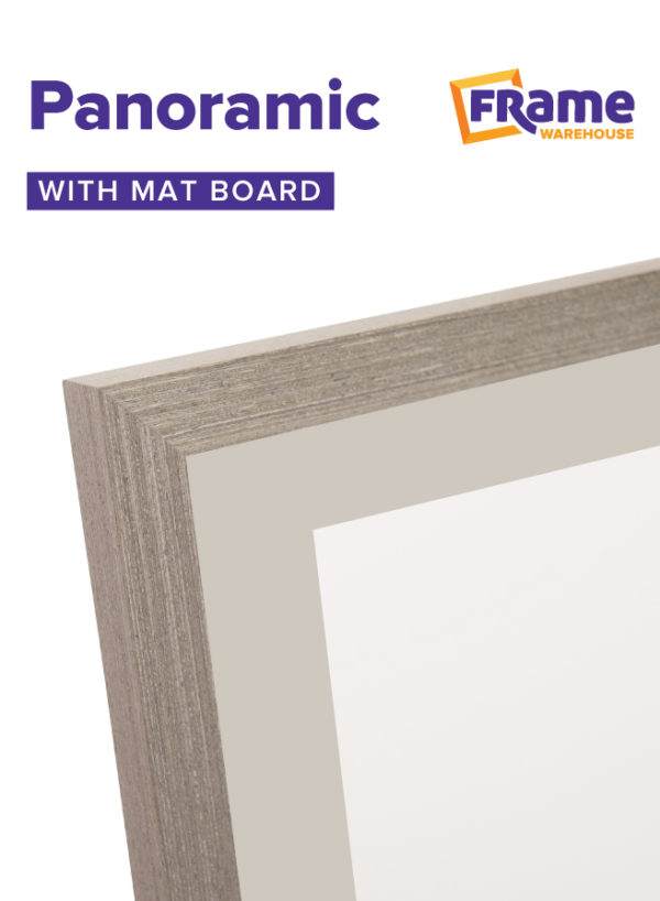 Light Grey Oak Slim Panoramic Frame with Mat Board for a 700 x 250mm Image