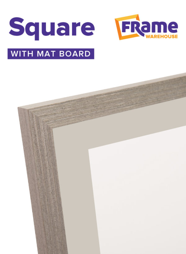 Light Grey Oak Slim Square Frame with Mat Board for a 20 x 20" Image