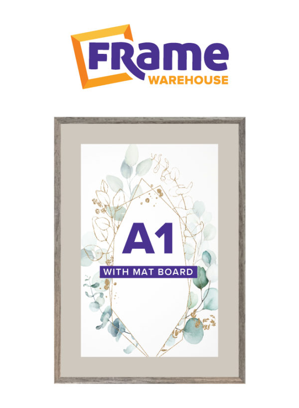 Light Grey Oak Slim Frame with Mat Board for an A1 Image