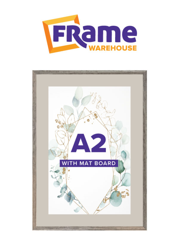 Light Grey Oak Slim Frame with Mat Board for an A2 Image
