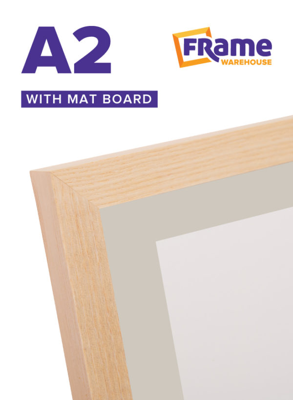 Natural Oak Slim Frame with Mat Board for an A2 Image
