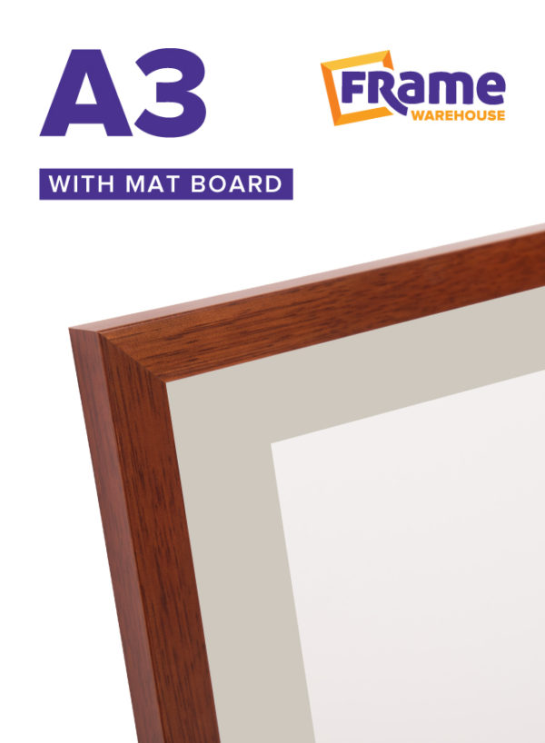 Walnut Timber Slim Frame with Mat Board for an A3 Image