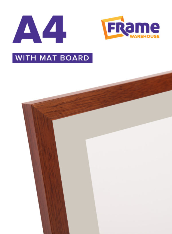 Walnut Timber Slim Frame with Mat Board for an A4 Image