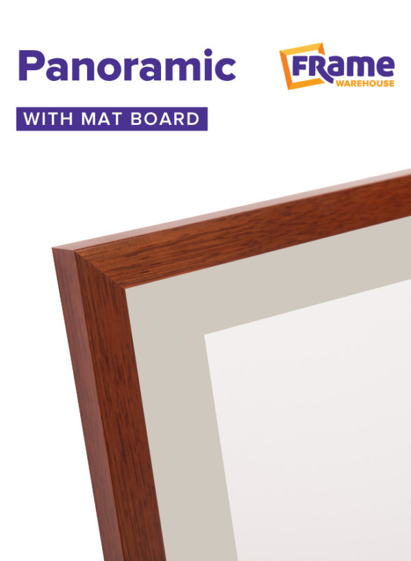 Walnut Timber Slim Panoramic Frame with Mat Board for a 700 x 250mm Image