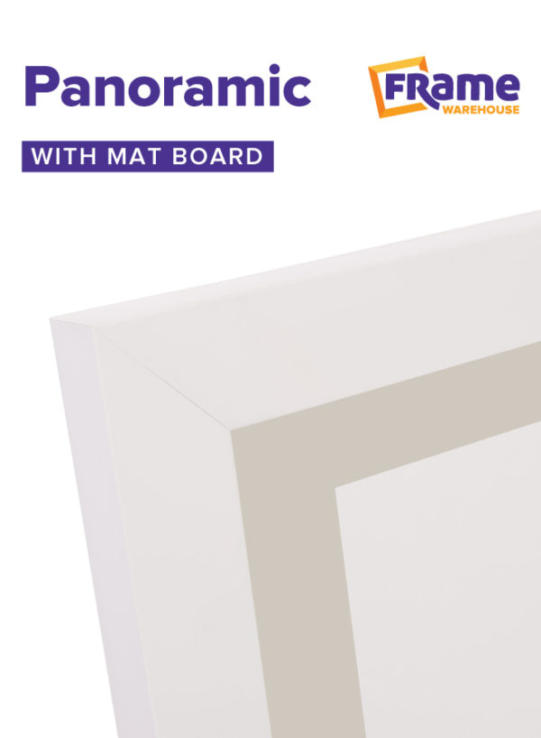White Mid Panoramic Frame with Mat Board for a 700 x 250mm Image