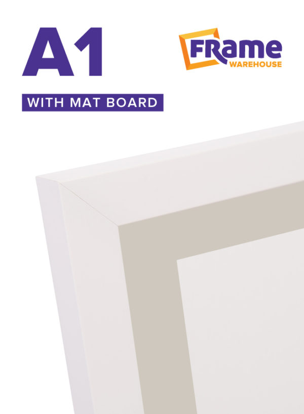 White Slim Frame with Mat Board for an A1 Image