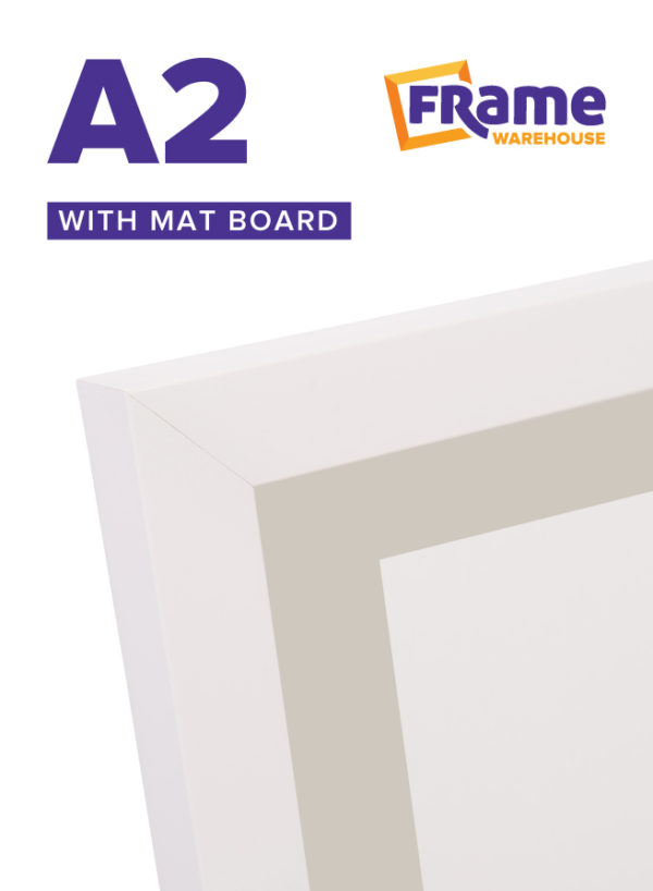 White Slim Frame with Mat Board for an A2 Image