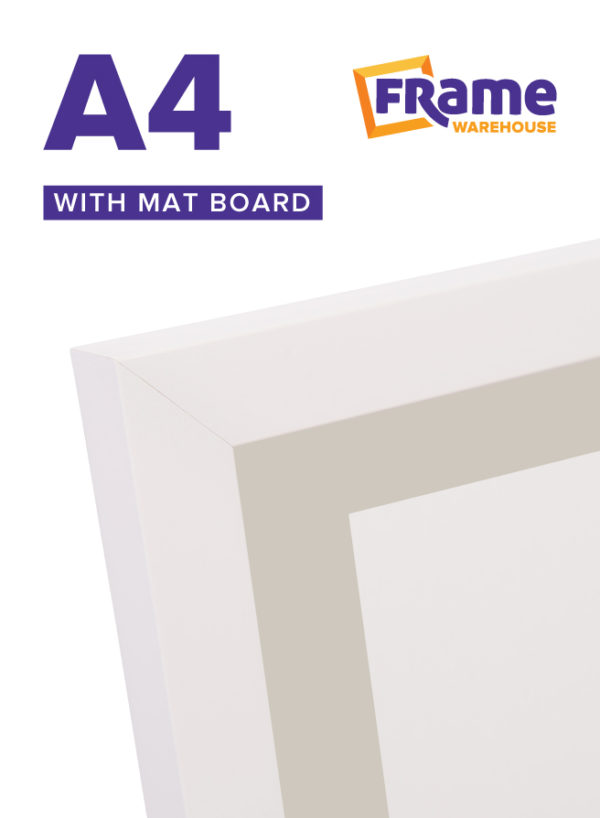 White Slim Frame with Mat Board for an A4 Image