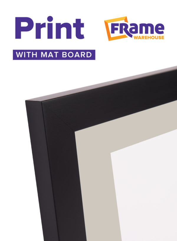 Black Mid Photo, Print or Poster Frame with Mat Board for a 14 x 8" Image