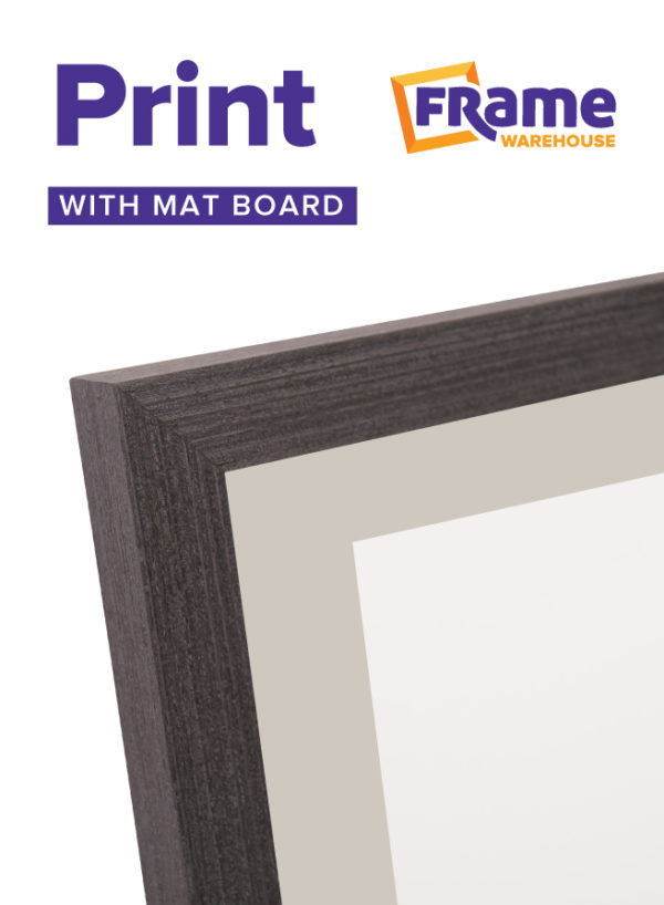 Charcoal Oak Slim Photo, Print or Poster Frame with Mat Board for a 14 x 6" Image