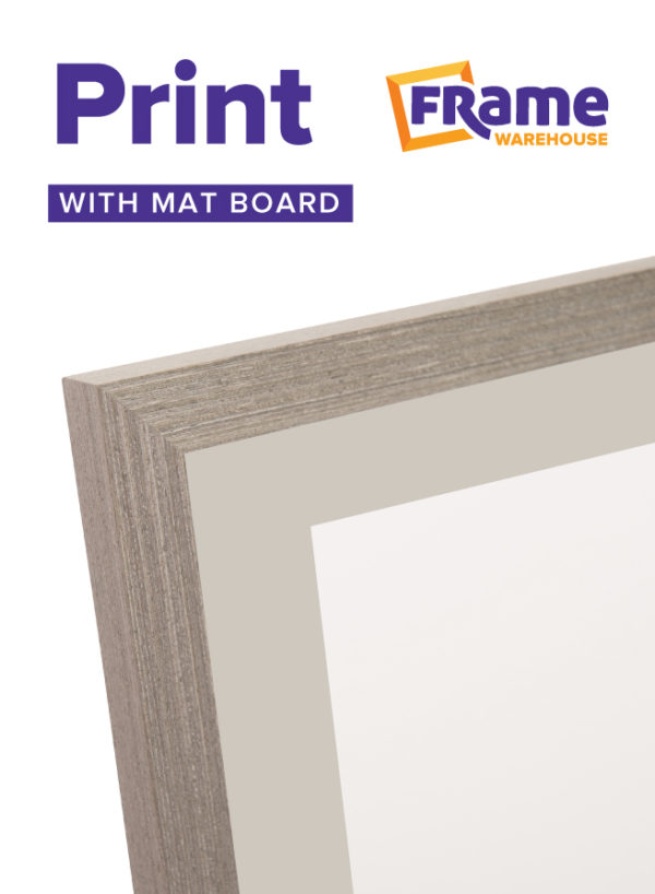 Light Grey Oak Slim Photo, Print or Poster Frame with Mat Board for a 22 x 16" Image