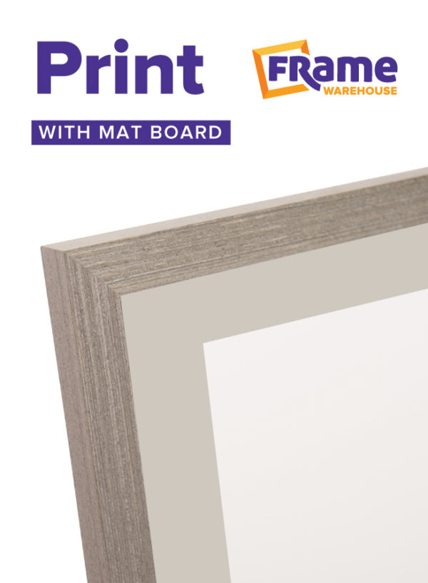 Light Grey Oak Slim Photo, Print or Poster Frame with Mat Board for a 18 x 12" Image