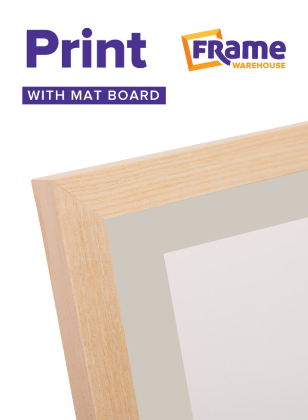 Natural Oak Slim Photo, Print or Poster Frame with Mat Board for a 18 x 12" Image