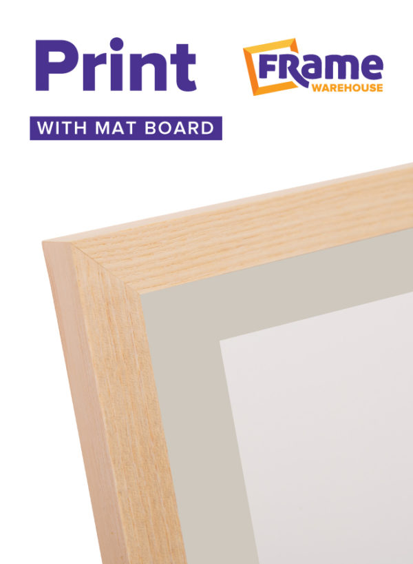 Natural Oak Slim Photo, Print or Poster Frame with Mat Board for a 28 x 20" Image