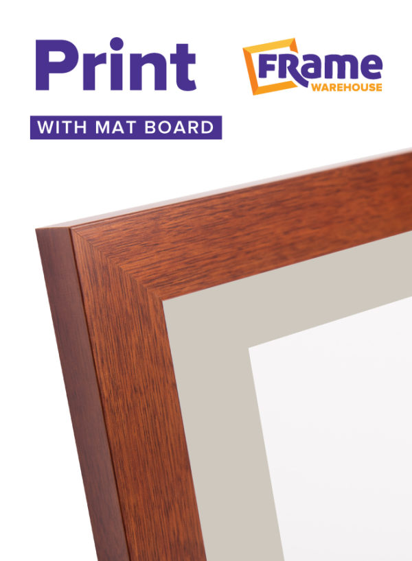 Walnut Timber Mid Photo, Print or Poster Frame with Mat Board for a 12 x 6" Image