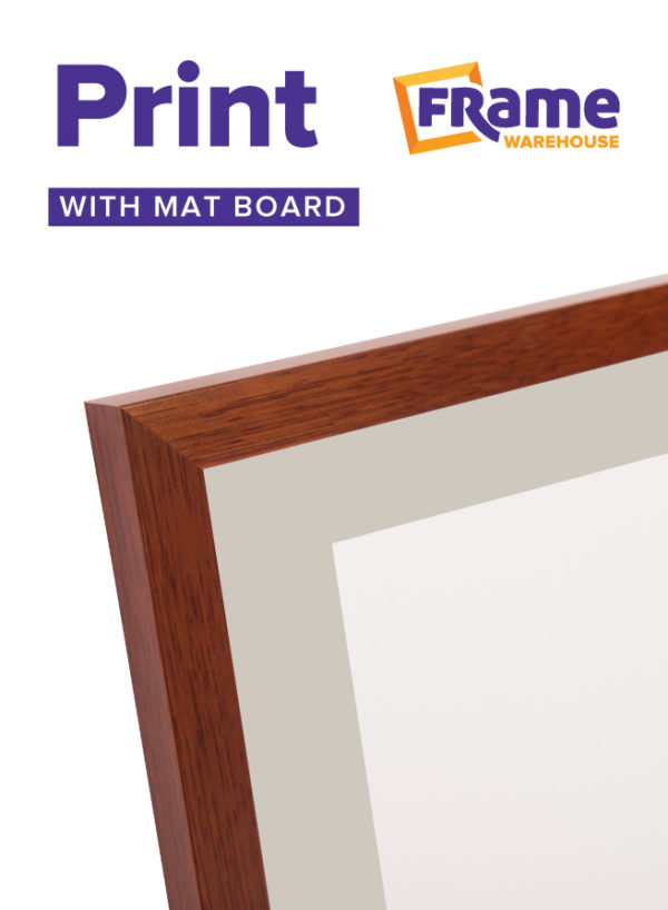 Walnut Timber Slim Photo, Print or Poster Frame with Mat Board for a 12 x 6" Image