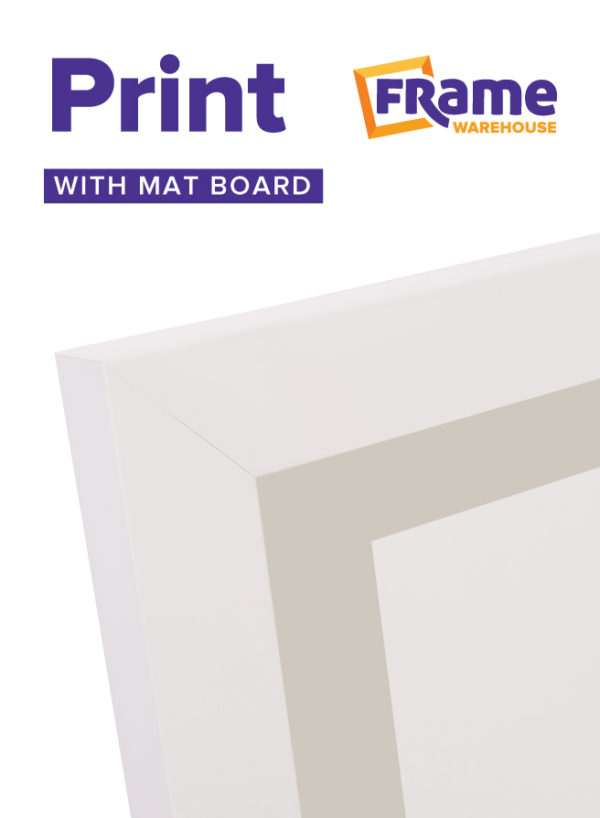 White Mid Photo, Print or Poster Frame with Mat Board for a 12 x 6" Image
